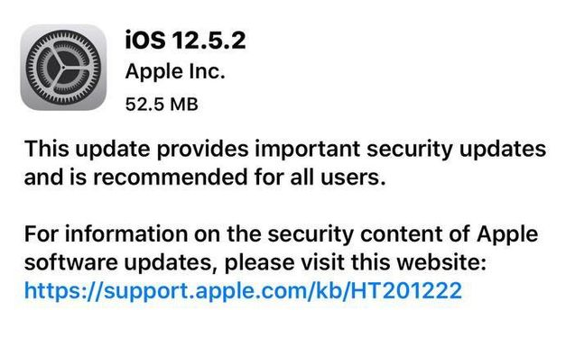 黄南苹果手机维修分享iOS12.5.2发布，建议所有老苹果用户安装 